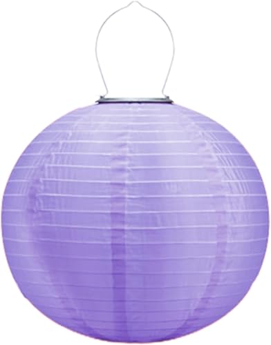 Lampions Außen Wetterfest, Solarlampions für Außen Hängend, 30cm Solar LED Laterne Wasserdicht Hängende Nylon Laterne Gartenlaterne Solarlaterne für Garten, Balkon,Hof,Fest Deko (1 Stück/Violett) von Yeehliny