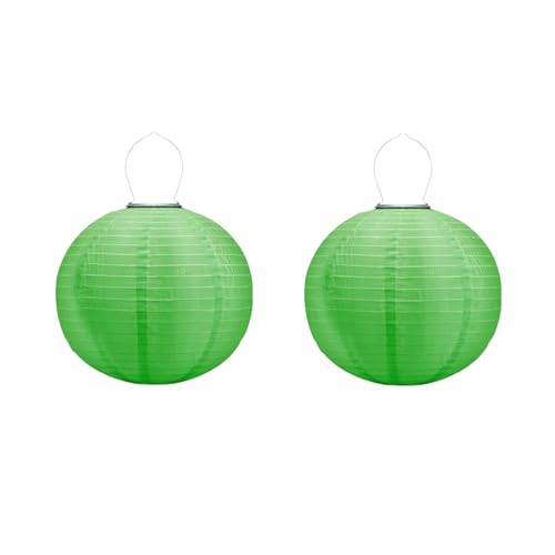 Lampions Außen Wetterfest, Solarlampions für Außen Hängend, 30cm Solar LED Laterne Wasserdicht Hängende Nylon Laterne Gartenlaterne Solarlaterne für Garten, Balkon,Hof,Fest Deko (2 Stück/Grün) von Yeehliny