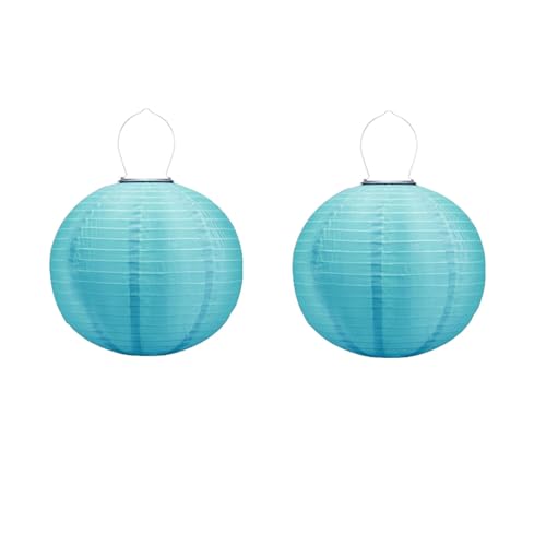 Lampions Außen Wetterfest, Solarlampions für Außen Hängend, 30cm Solar LED Laterne Wasserdicht Hängende Nylon Laterne Gartenlaterne Solarlaterne für Garten, Balkon,Hof,Fest Deko (2 Stück/Blau) von Yeehliny