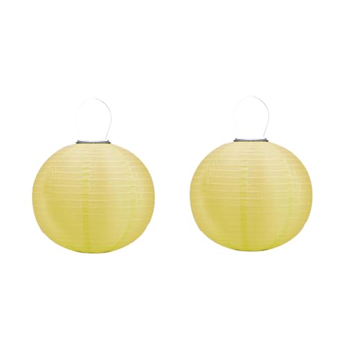 Lampions Außen Wetterfest, Solarlampions für Außen Hängend, 30cm Solar LED Laterne Wasserdicht Hängende Nylon Laterne Gartenlaterne Solarlaterne für Garten, Balkon,Hof,Fest Deko (2 Stück/Gelb) von Yeehliny