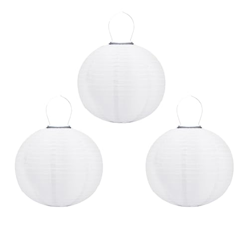 Lampions Außen Wetterfest, Solarlampions für Außen Hängend, 30cm Solar LED Laterne Wasserdicht Hängende Nylon Laterne Gartenlaterne Solarlaterne für Garten, Balkon,Hof,Fest Deko (3 Stück/Weiß) von Yeehliny