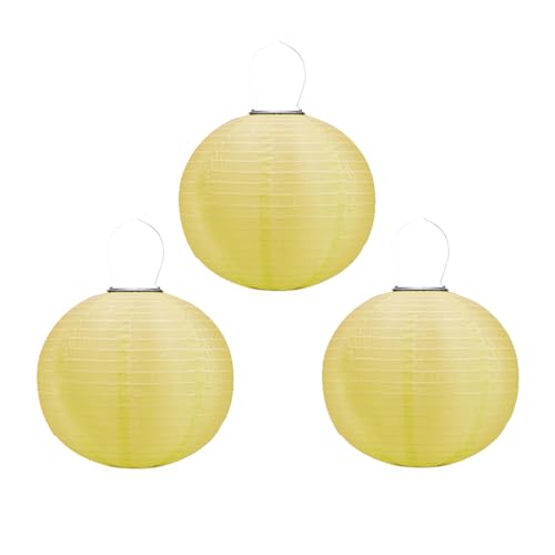 Lampions Außen Wetterfest, Solarlampions für Außen Hängend, 30cm Solar LED Laterne Wasserdicht Hängende Nylon Laterne Gartenlaterne Solarlaterne für Garten, Balkon,Hof,Fest Deko (3 Stück/Gelb) von Yeehliny
