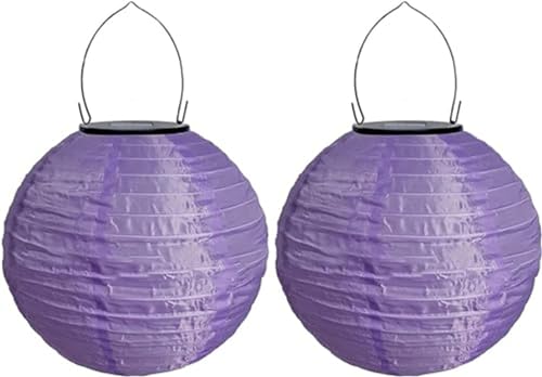 Lampions Solar Außen Wetterfest, Yeehliny Solar LED Laterne Wasserdicht Nylon Hängende Gartenlaterne, Solarlampions für Außen, LED Lampion Solar Lichterkette Aussen (20cm/2 Stück/Lila) von Yeehliny