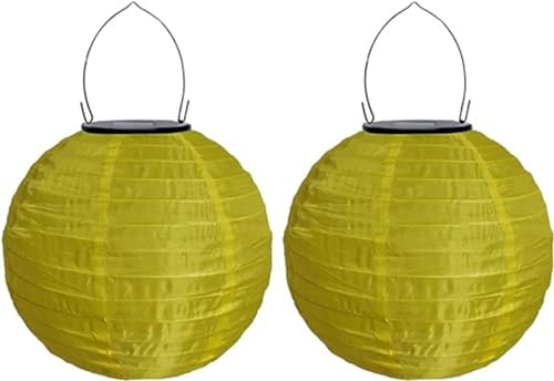 Lampions Solar Außen Wetterfest, Yeehliny Solar LED Laterne Wasserdicht Nylon Hängende Gartenlaterne, Solarlampions für Außen, LED Lampion Solar Lichterkette Aussen (30cm/2 Stück/Gelb) von Yeehliny