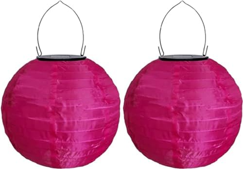 Lampions Solar Außen Wetterfest, Yeehliny Solar LED Laterne Wasserdicht Nylon Hängende Gartenlaterne, Solarlampions für Außen, LED Lampion Solar Lichterkette Aussen (30cm/2 Stück/Pink#) von Yeehliny