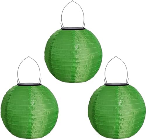 Lampions Solar Außen Wetterfest, Yeehliny Solar LED Laterne Wasserdicht Nylon Hängende Gartenlaterne, Solarlampions für Außen, LED Lampion Solar Lichterkette Aussen (30cm/3 Stück/Grün) von Yeehliny