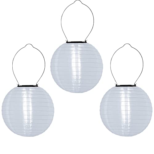 Solar Lampions Außen Wetterfest Lampions Solar Outdoor Solarlampions für außen, IP55 Wasserdicht Hängende Led Solar Laterne für Garten, Hof, Terrasse, Hochzeit, Halloween Fest Deko (30cm/3pcs/Weiß) von Yeehliny