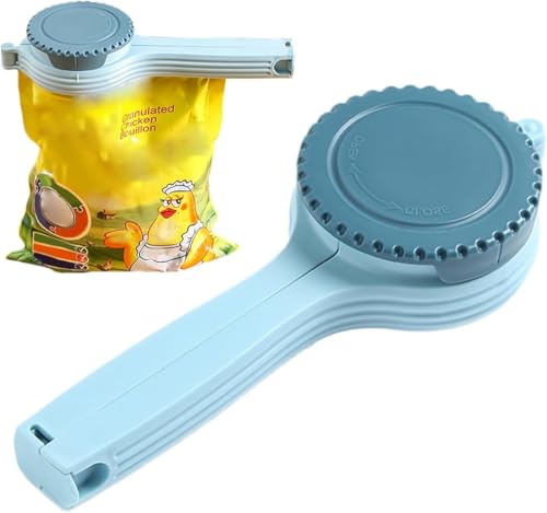 Verschlussclips Mit Ausschütter Tragbar Lebensmittelbeutel Verschlussclips Wiederverwendbare Lebensmittel Tütenverschluss Snackspender für Verpackung Süßigkeiten Snacks Beutelclip (Blau) von Yeehliny
