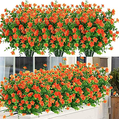 Yeehliny 10 Bundles Kunstblumen Pflanzen im Freien, Künstlich Hängende Blumen Realistisch Kunststoff künstlich Blumen für Haus Garten Veranda Patio Bauernhaus Dekorationen (Orange) von Yeehliny