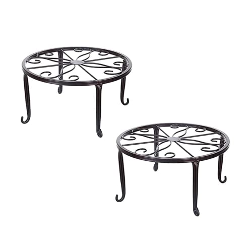 Yeehliny 2 Stück Blumenständer Metall Blumenhocker Outdoor Blumentopfständer Pflanzenständer Retro Blumentopfhalter Metall Ständer Pflanzgefäß Topfgestell für Innen und Außenbereiche (Braun) von Yeehliny