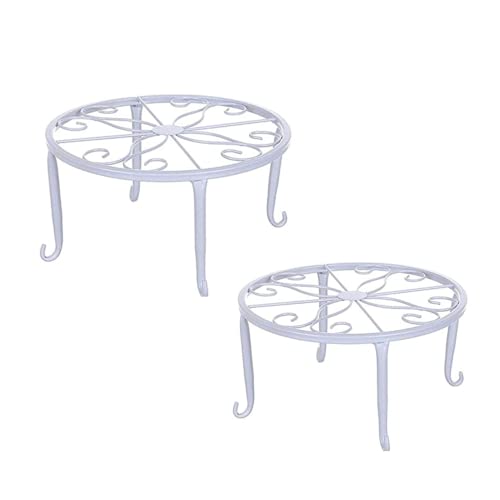 Yeehliny 2 Stück Blumenständer Metall Blumenhocker Outdoor Blumentopfständer Pflanzenständer Retro Blumentopfhalter Metall Ständer Pflanzgefäß Topfgestell für Innen und Außenbereiche (Weiß) von Yeehliny