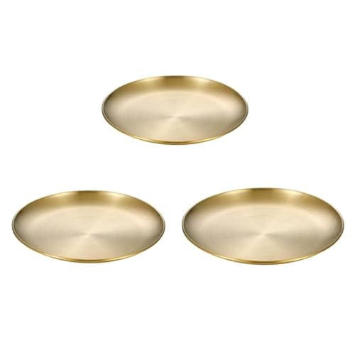 Yeehliny 3 Stück Edelstahl Platten Speiseteller Steak Salat Metall Speiseteller Pizza Pasta Runde Teller Unterteller Edelstahlteller Servierteller Platzteller für Camping, Küche, Party (Gold, 20cm) Yeehliny 3 Stück Edelstahl Platten Speiseteller Steak Salat Metall Speiseteller Pizza Pasta Runde Teller Unterteller Edelstahlteller Servierteller Platzteller für Camping, Küche, Party (Gold, 20cm) von Yeehliny