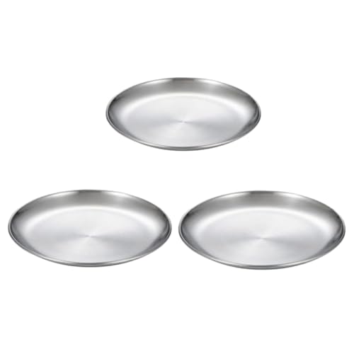 Yeehliny 3 Stück Edelstahl Platten Speiseteller Steak Salat Metall Speiseteller Pizza Pasta Runde Teller Unterteller Edelstahlteller Servierteller Platzteller für Camping, Küche, Party (Silber, 14cm) Yeehliny 3 Stück Edelstahl Platten Speiseteller Steak Salat Metall Speiseteller Pizza Pasta Runde Teller Unterteller Edelstahlteller Servierteller Platzteller für Camping, Küche, Party (Silber, 14cm) von Yeehliny