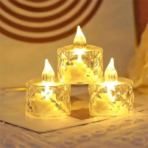 Yeehliny 3 Stück LED Teelichter Kerzen, Flammenlose Kerzenlampe Warmweiß Kerze Licht LED Candle Teelicht Kerzenlichter Elektrische Kerzen für Heimdekoration Hochzeit Bar Party (Small) von Yeehliny