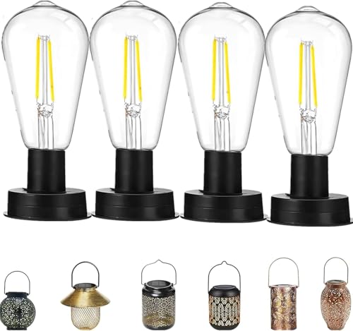 Yeehliny Ersatz Solarleuchten mit Leuchtmittel für Solarlaternen Wasserdicht Solarleuchten Ersatz Solarpanel Solarlampen Ersatzteile Top mit Heller LED-Glühbirn Solar Ersatzdeckel (7cm/4PCS) von Yeehliny