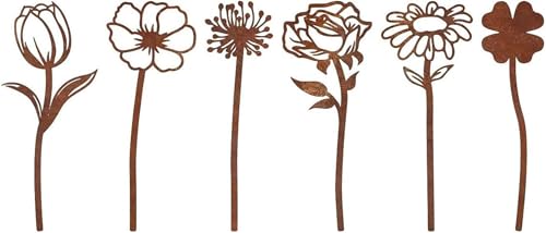 Yeehliny Gartenstecker Roststecker Rost Metallblumen für draußen, Dekostecker Beetstecker Blumenstecker Gartenpfähle Metall Rostiger Blumen Gartendeko für Rasen, Hof, Gehweg, Blumengarten (C/6pcs) Yeehliny Gartenstecker Roststecker Rost Metallblumen für draußen, Dekostecker Beetstecker Blumenstecker Gartenpfähle Metall Rostiger Blumen Gartendeko für Rasen, Hof, Gehweg, Blumengarten (C/6pcs) von Yeehliny