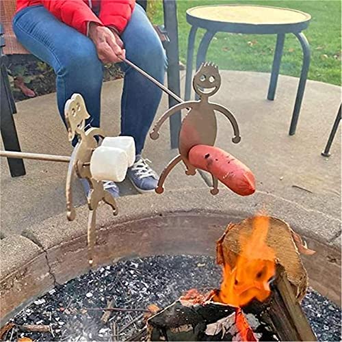 Yeehliny Grillspieße Grillbesteck,BBQ Grillgabel Edelstahl Hot Dog Gabel,Frauen Männer geformt Edelstahl Lagerfeuer Bratstab, Spaß BBQ Grill Spieß, Lustige Metall Craft Spieß Stick (2PC) von Yeehliny