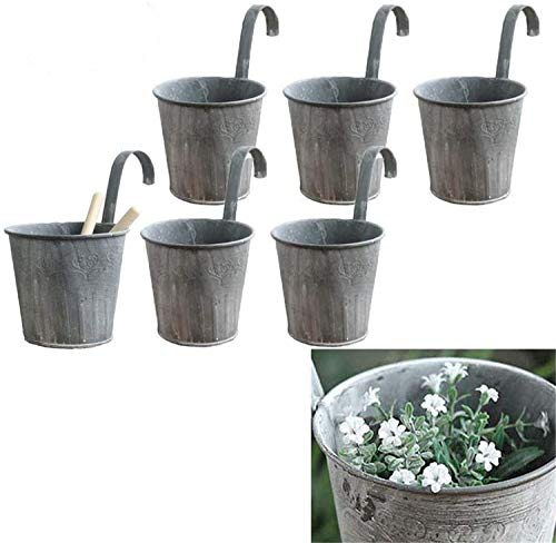 Yeehliny Hängetopf Pflanztopf Übertopf mit Haken Balkon Garten Hängetöpfe für Pflanzen Blumen Hängetopf Kräuter Metall Balkontopf Balkon Pflanztopf Hängend Blumentopf mit Haken Fenster (6PCS) von Yeehliny