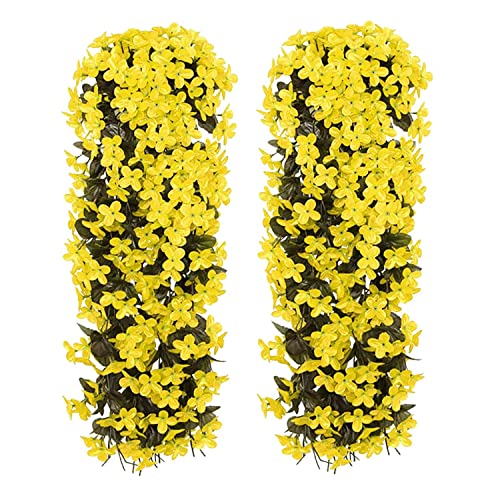 Yeehliny Künstlich Hängende Blumen, Blauregen Efeublumen Künstlicher Hängender Glyzinien, Kunstblumen Veilchen Hgende Blumen Hängeblumen Für Hochzeit Garten Wand Party Home Dekor 70CM (2PCS/Yellow) von Yeehliny