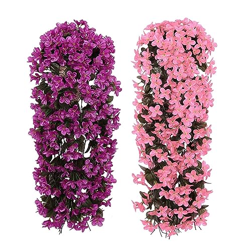 Yeehliny Künstlich Hängende Blumen, Blauregen Efeublumen Künstlicher Hängender Glyzinien, Kunstblumen Veilchen Hgende Blumen Hängeblumen Für Hochzeit Garten Wand Party Home Dekor 70CM (Fuchsia+Rosa) von Yeehliny