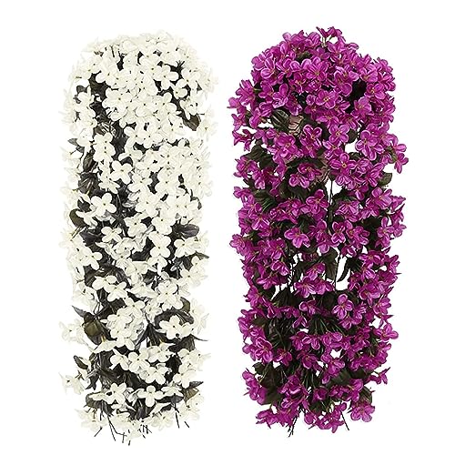 Yeehliny Künstlich Hängende Blumen, Blauregen Efeublumen Künstlicher Hängender Glyzinien, Kunstblumen Veilchen Hgende Blumen Hängeblumen Für Hochzeit Garten Wand Party Home Dekor 70CM (Weiß+Fuchsia) von Yeehliny