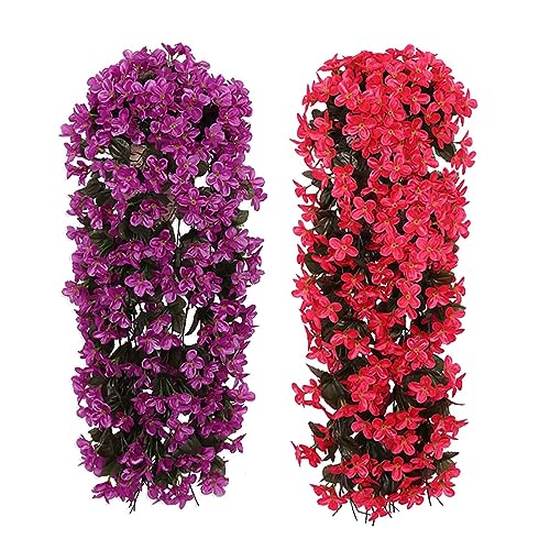 Yeehliny Künstlich Hängende Blumen, Blauregen Efeublumen Künstlicher Hängender Glyzinien, Kunstblumen Veilchen Hgende Blumen Hängeblumen Für Hochzeit Garten Wand Party Home Dekor 70CM (Fuchsia+Rot) von Yeehliny