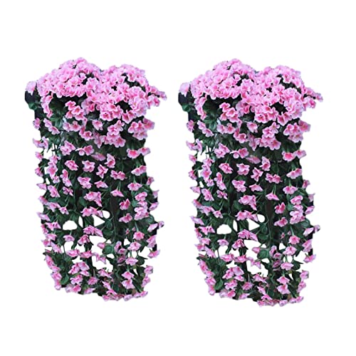 Yeehliny Künstlich Hängende Blumen, Blauregen Hängende Kunstblumen für Hochzeit Haus Dekoration Violette Blumen Wand Glyzinien Kunstblumen Plastikblumen Hängende Plastikpflanzen (2pcs -F) von Yeehliny