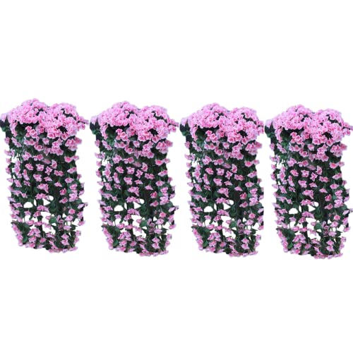 Yeehliny Künstlich Hängende Blumen, Blauregen Hängende Kunstblumen für Hochzeit Haus Dekoration Violette Blumen Wand Glyzinien Kunstblumen Plastikblumen Hängende Plastikpflanzen (4pcs -F) von Yeehliny