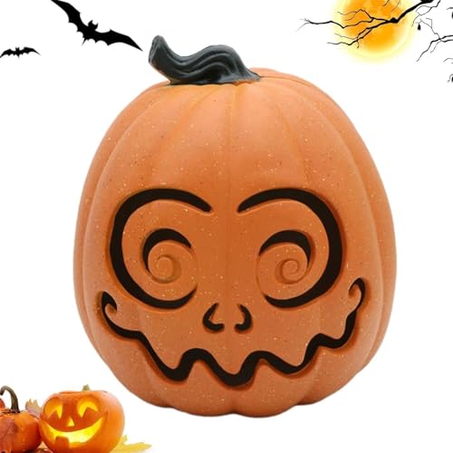 Yeehliny Kürbis Laterne Deko Halloween Deko Kürbis Herbst Deko Leuchtende Ausgehöhlte Kürbislaterne Garten Outdoor Kürbis Windlicht Laternen mit Gesicht LED Lichter für Herbstdeko Teelichter (#04) von Yeehliny