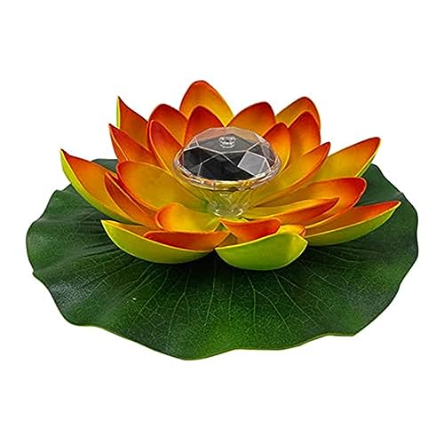 Yeehliny Lotusblüten-Licht, künstliche schwimmende Lotusblumen, Solar-Licht, Solar Lotusblüte, Pool-Licht, Schwimmender Künstlicher Lotus Laterne, Solarleuchte, Teich Dekoration (1PC-Orange*) von Yeehliny