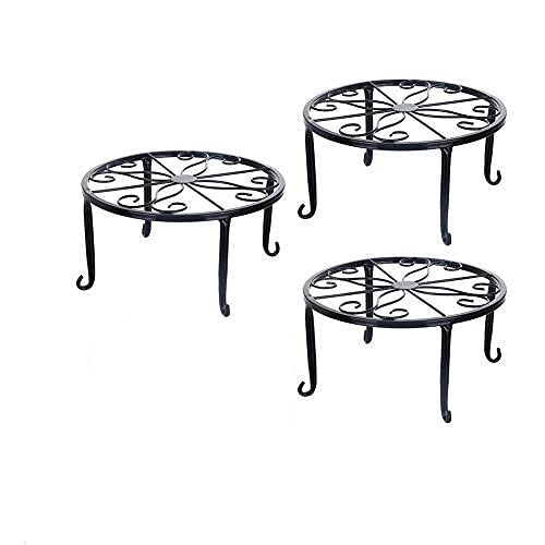 Yeehliny Metall-Pflanzenständer, Blumentopfhalter, Kunst-Topfhalter, Schmiedeeisen, Blumenhocker Blumentopfständer, Flowerpot Basis für Innen-Balkon Outdoor Garten (3PC-Schwarz) von Yeehliny