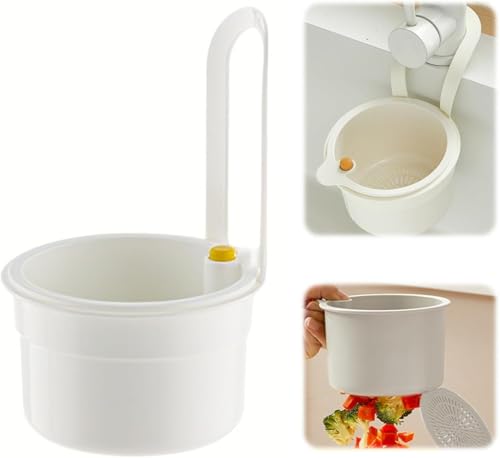 Yeehliny Sieb für Spülbecken Aufhängbar Spülbecken Sieb Wasserhahn Hängend Snap-Button Abflusssieb Küchenspüle Siebkorb Abnehmbare Waschbecken Sieb für Waschen/Organizer (1PC-Weiß) von Yeehliny