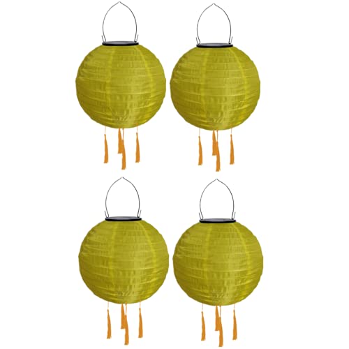 Yeehliny Solar Lampions Außen Wetterfest Solarlampiongs Outdoor Hängend Solar Lampion mit Quasten, 30cm Papierlaterner Aus Nylon, Solar Laterne Solarlampen für Außen Garten Balkon (4pcs/Gelb) von Yeehliny