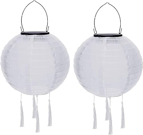 Yeehliny Solar Lampions Außen Wetterfest Solarlampiongs Outdoor Hängend Solar Lampion mit Quasten, 30cm Papierlaterner Aus Nylon, Solar Laterne Solarlampen für Außen Garten Balkon von Yeehliny