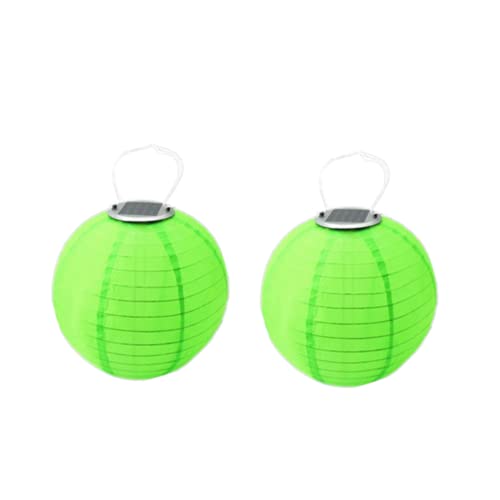 Yeehliny Solar Lampions außen Wetterfest 30cm Lampingions Lampion Solar Outdoor IP55 Wasserdicht Solarlaterne Hängende Nylon Laterne für Garten, Balkon, Hof, Hochzeit, Party Deko (2pcs/Grün) von Yeehliny