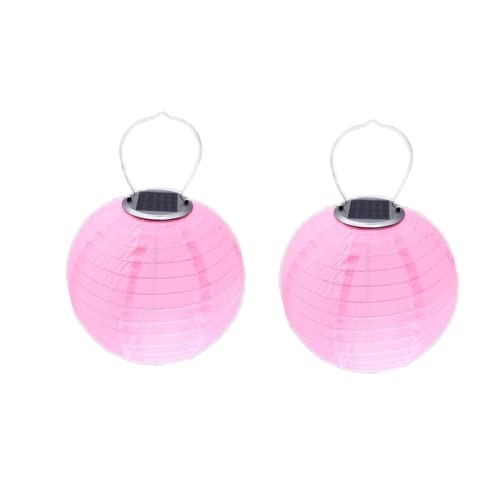 Yeehliny Solar Lampions außen Wetterfest 30cm Lampingions Lampion Solar Outdoor IP55 Wasserdicht Solarlaterne Hängende Nylon Laterne für Garten, Balkon, Hof, Hochzeit, Party Deko (2pcs/Rosa) von Yeehliny