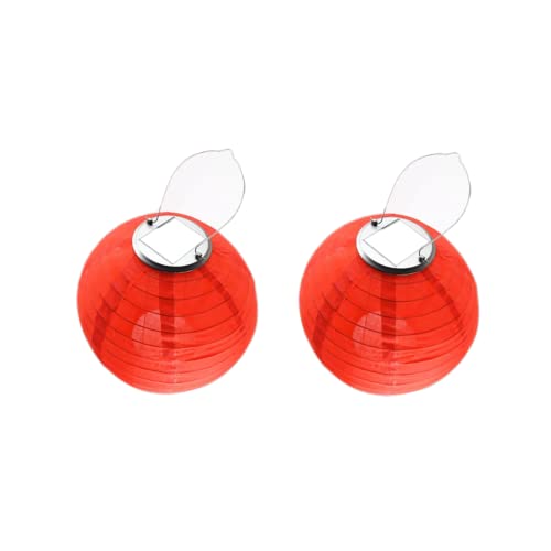 Yeehliny Solar Lampions außen Wetterfest 30cm Lampingions Lampion Solar Outdoor IP55 Wasserdicht Solarlaterne Hängende Nylon Laterne für Garten, Balkon, Hof, Hochzeit, Party Deko (2pcs/Rot) von Yeehliny