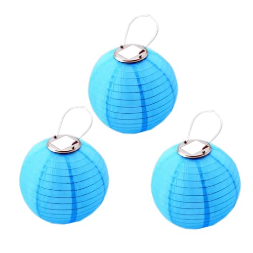 Yeehliny Solar Lampions außen Wetterfest 30cm Lampingions Lampion Solar Outdoor IP55 Wasserdicht Solarlaterne Hängende Nylon Laterne für Garten, Balkon, Hof, Hochzeit, Party Deko (3pcs/Blau) von Yeehliny