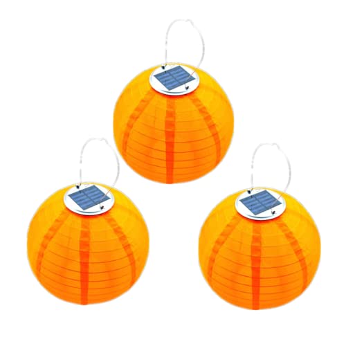 Yeehliny Solar Lampions außen Wetterfest 30cm Lampingions Lampion Solar Outdoor IP55 Wasserdicht Solarlaterne Hängende Nylon Laterne für Garten, Balkon, Hof, Hochzeit, Party Deko (3pcs/Orange) von Yeehliny