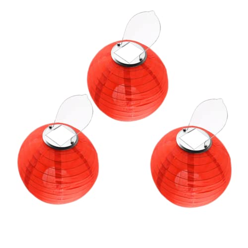 Yeehliny Solar Lampions außen Wetterfest 30cm Lampingions Lampion Solar Outdoor IP55 Wasserdicht Solarlaterne Hängende Nylon Laterne für Garten, Balkon, Hof, Hochzeit, Party Deko (3pcs/Rot) von Yeehliny