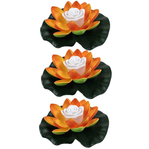 Yeehliny Solarbetriebene 18cm Lotus Laterne, Wasserdichte LED Garten Pool Licht, Schwimmende Laterne, Künstliche Lotusblüten Seerosen Licht Wasserlaterne für Garten Teich Terrasse (3 Stück/F) von Yeehliny