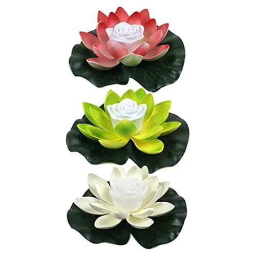 Yeehliny Solarbetriebene 18cm Lotus Laterne, wasserdichte LED Garten Pool Licht, Schwimmende Laterne, Künstliche Lotusblüten Seerosen Licht Wasserlaterne für Garten Teich Terrasse (3 Stück/K) von Yeehliny