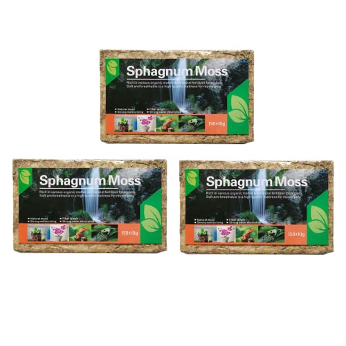 Yeehliny Sphagnum Moos Für Bonsai, Orchideen, Orchideensubstrat Sphagnum Moss Potting Mix Fleischfressende Pflanzen, für Orchid Bio Dünger Home Blumenpflanzenanbau Torfmoos für Pflanzen (3PCS) von Yeehliny