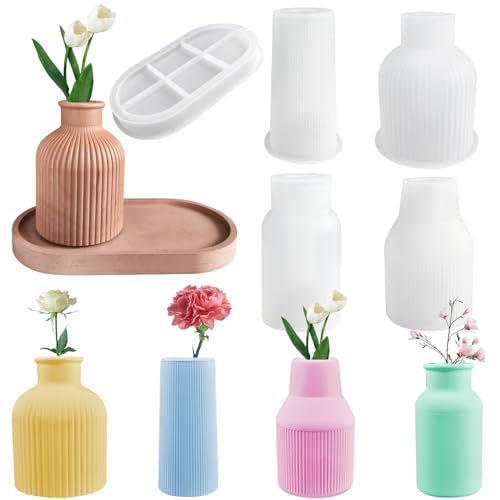 5 Stück DIY Vase Silikonform, Epoxidharz Silikonform, Vase Gießen Form für die Herstellung von Vase, Stifthaltern und anderen handwerklichen Dekorationen von Yeelan