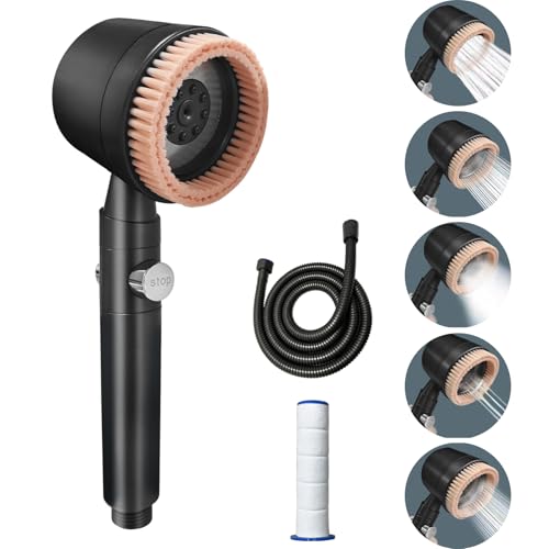 Yeelan Duschkopf Wassersparend, Duschkopf mit 5 Wassermodi, Duschkopf mit Filter, Duschbrause mit Schlauch 1.5m, Handbrause mit Reinigender Massagefunktion von Yeelan