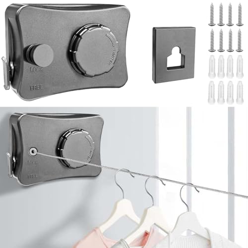 Wäscheleine Ausziehbar, 5.1M Ausziehbare Wäscheleine, Wäscheleine mit Stahlkern mit Maximale Tragfähigkeit 20 kg, Wäscheleine Wand Kann zum Einbau Gestanzt Oder Geklebt Werden Wäscheleine Ausziehbar, 5.1M Ausziehbare Wäscheleine, Wäscheleine mit Stahlkern mit Maximale Tragfähigkeit 20 kg, Wäscheleine Wand Kann zum Einbau Gestanzt Oder Geklebt Werden von Yeelan