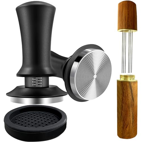 Yeelan Espresso-Tamper 51 mm mit WDT-Werkzeug, kalibrierter, federbelasteter Kaffeestampfer mit Silikonmatte, 100 % flacher Edelstahlboden, Espresso-Tamper für Espressomaschine, Espresso-Zubehör von Yeelan