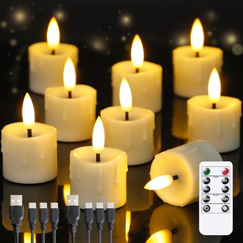 Yeelida Wiederaufladbare Flammenlose 4cm x6.5cm LED Kerzen mit Fernbedienung & Typ-C Ladekabel, Timerfunktion Flackerndes Elfenbein Plastik Packung mit 9 kleinen Kerzen Yeelida Wiederaufladbare Flammenlose 4cm x6.5cm LED Kerzen mit Fernbedienung & Typ-C Ladekabel, Timerfunktion Flackerndes Elfenbein Plastik Packung mit 9 kleinen Kerzen von Yeelida