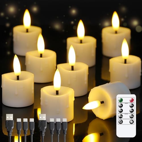 Yeelida Wiederaufladbare Flammenlose 4cm x6.5cm LED Kerzen mit Fernbedienung & Typ-C Ladekabel, Timerfunktion Flackerndes Weiß Plastik Packung mit 9 kleinen Kerzen Yeelida Wiederaufladbare Flammenlose 4cm x6.5cm LED Kerzen mit Fernbedienung & Typ-C Ladekabel, Timerfunktion Flackerndes Weiß Plastik Packung mit 9 kleinen Kerzen von Yeelida