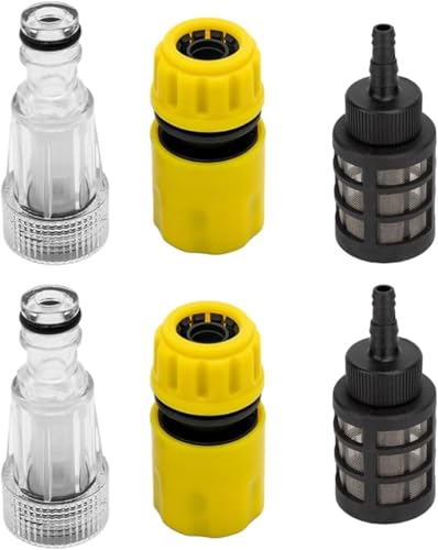 6 Stück Hochdruckreiniger-Pistolen-Adapter & Schlauchhahn-Anschluss, Schnellkupplung & Wasserpumpensiebfilter, 3/4 Zoll Schlauchanschluss, Unterlegscheiben-Schlauchverbinder für Garten von Yeeliv